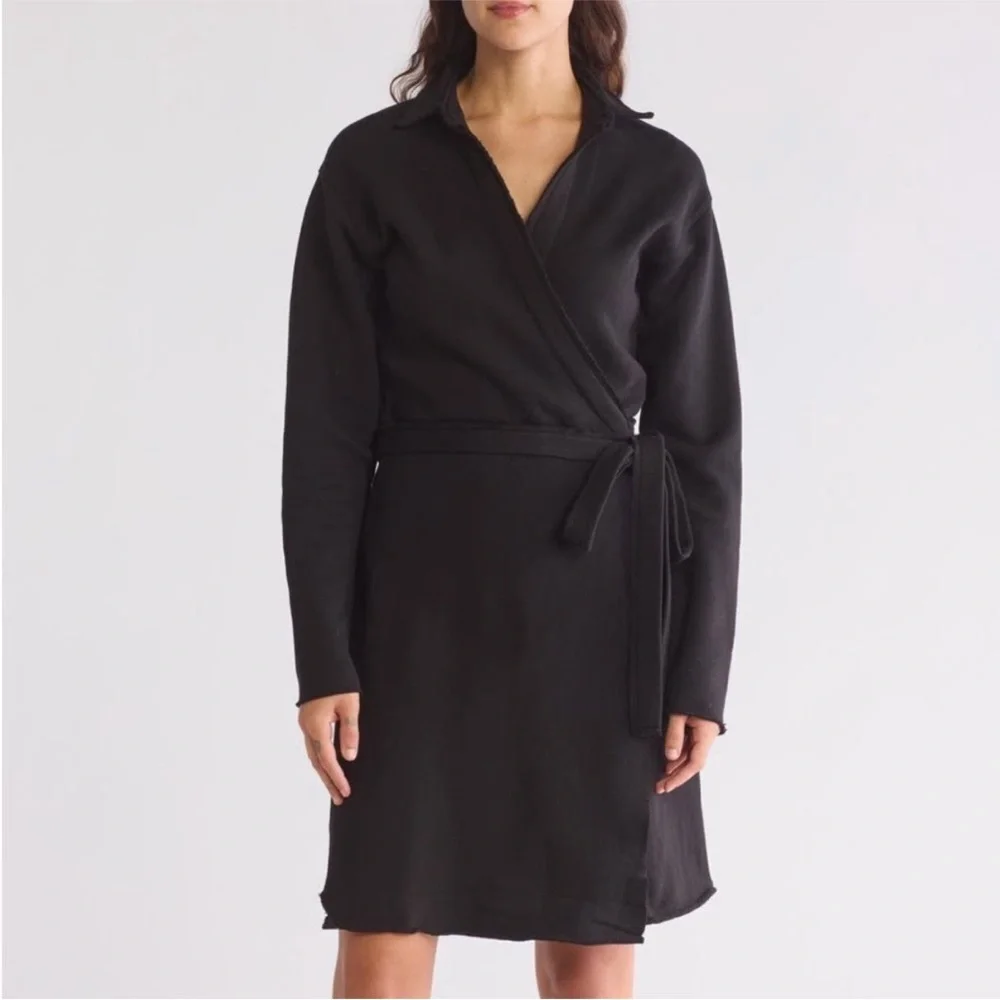 Frank & Eileen Dress Willa Wrap Triple Fleece in Black - Picture 3 of 11